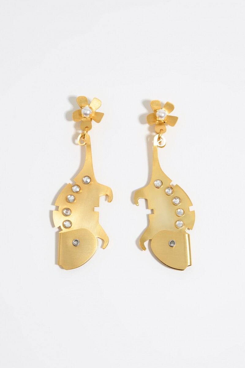 PENDIENTES CAMALEONES Y FLOR 