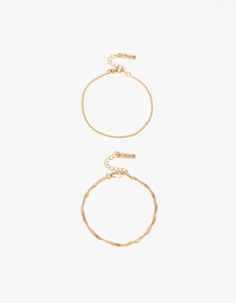 Pulseras Flexibles Sets Metal Set De Pulseras Flexibles Bañado En Oro - Dorado