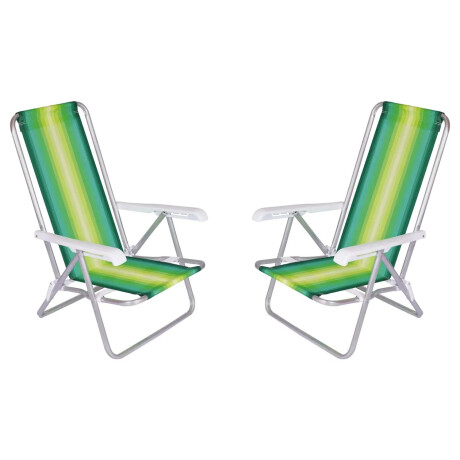 Set X2 Reposeras Sillas Playa Reclinables 4 Posiciones Alum Verde