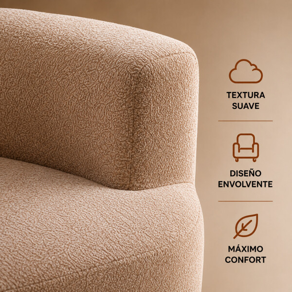 Sillón Puff ComboHome Kumo Redondo Corderito Diseño Premium Marrón 1