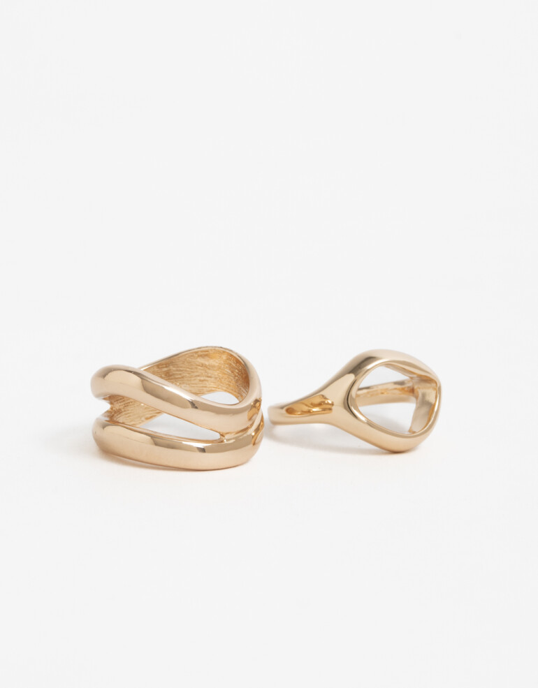 Sets Anillos Metal Set De Anillos Bañado En Oro - Dorado