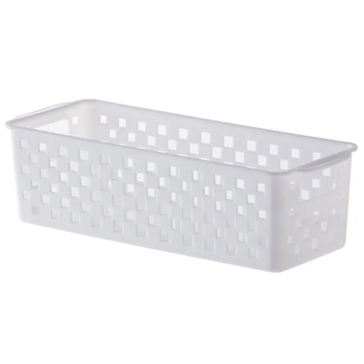 Caja Cesto Organizador Plástico Calado Quadratta 27x11x8Cm - Blanco 