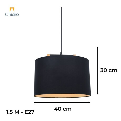 Colgante pantalla de tela negra y detalles en madera 40cm Colgante pantalla de tela negra y detalles en madera 40cm