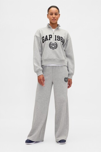 Pantalón Deportivo Baggy Wide Leg Mujer Heather Grey