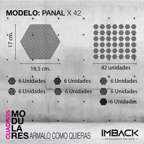 Set Cuadro Calado Mural gigante Moderno Living Decorativo Hexagonos Madera MDF Imback Color Negro Set Cuadro Calado Mural gigante Moderno Living Decorativo Hexagonos Madera MDF Imback Color Negro