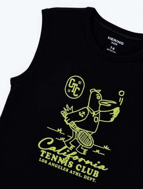 CAMISETA SIN MANGAS DE TEJIDO DE PUNTO CON ESTAMPADO NEGRO
