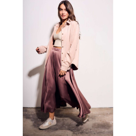 Falda Saten Pliegues Rosa