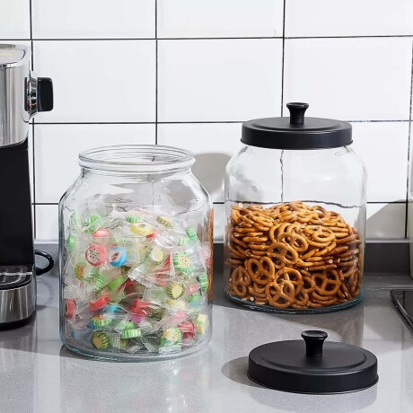 Frasco Tarro Recipiente Gourmet 2Lt Vidrio con Tapa Metálica Transparente