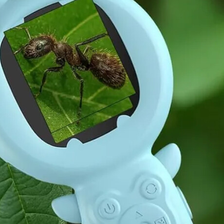 Microscopio digital portátil para niños con pantalla y carga USB Celeste