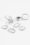 Set aros dije piedra plateado