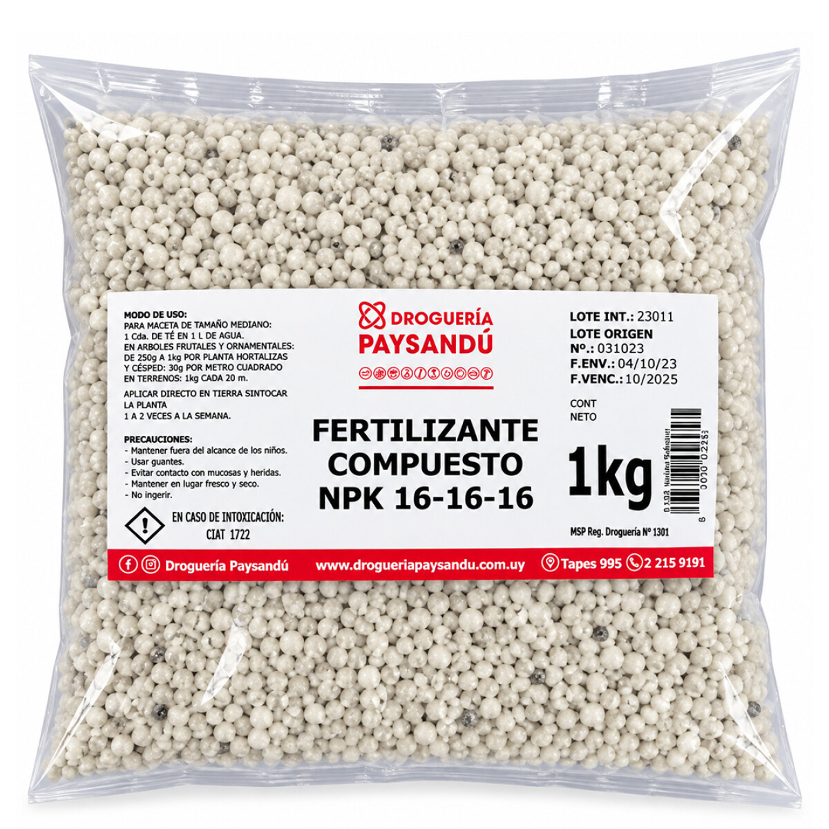 Fertilizante Compuesto NPK 16-16-16 - 1 Kg 