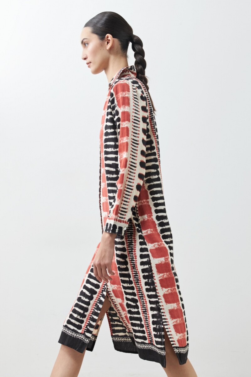 Vestido estampado abstracto beige