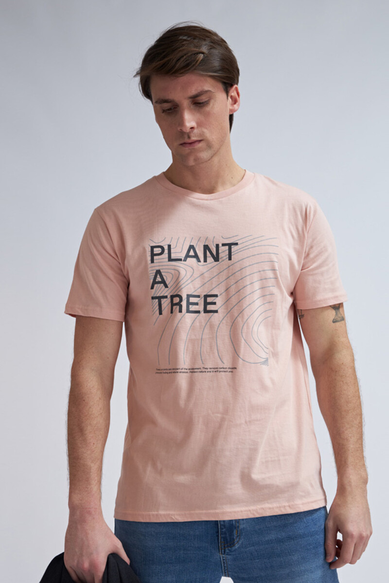 Remera Estampa Iconos - Plant a tree rosa palido 