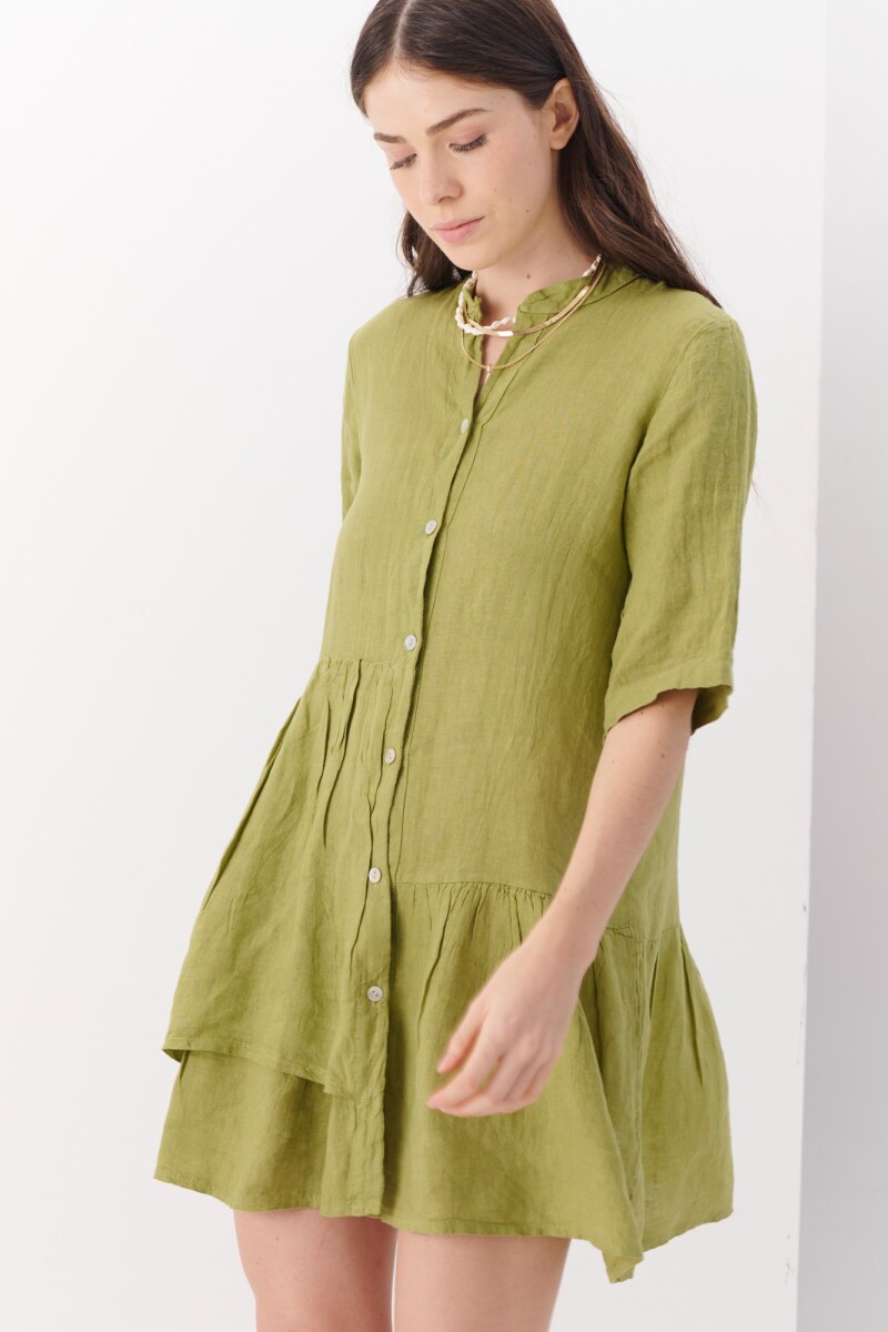 VESTIDO LINO STEP OLIVA