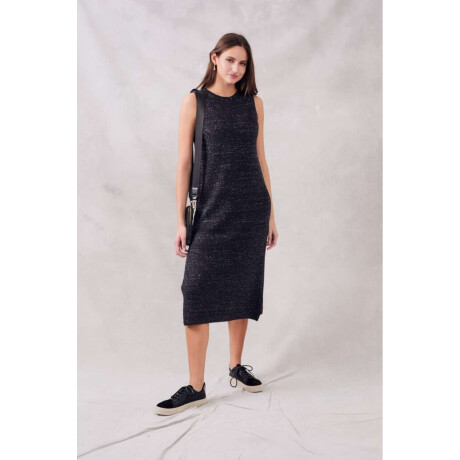 Vestido Halter Tejido Lurex Negro