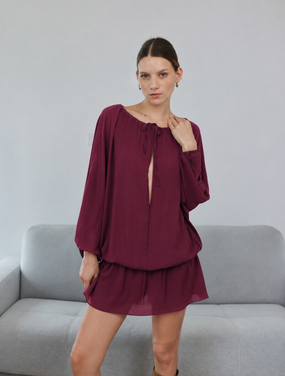 VESTIDO NALA - BURGUNDY 