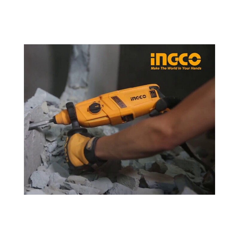 Rotomartillo Ingco de 800w 2.5 Joule + accesorios + valija Amarillo