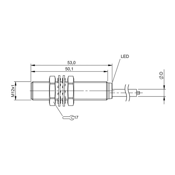 Sensor inductivo PNP NA metalico Ø12mm 24VDC BF0024