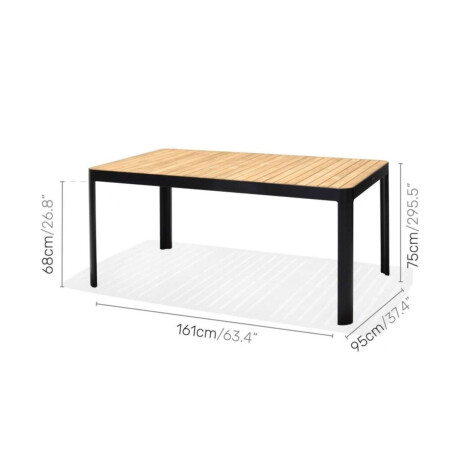 Mesa Aluminio y Teca Portals 161x95cm