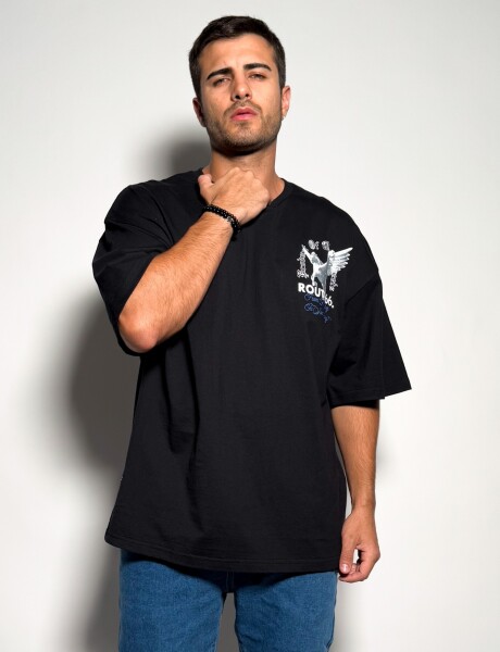 Remera oversize con estampas Iker Negro