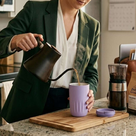 Vaso térmico acanalado con tapa 450ml Lila