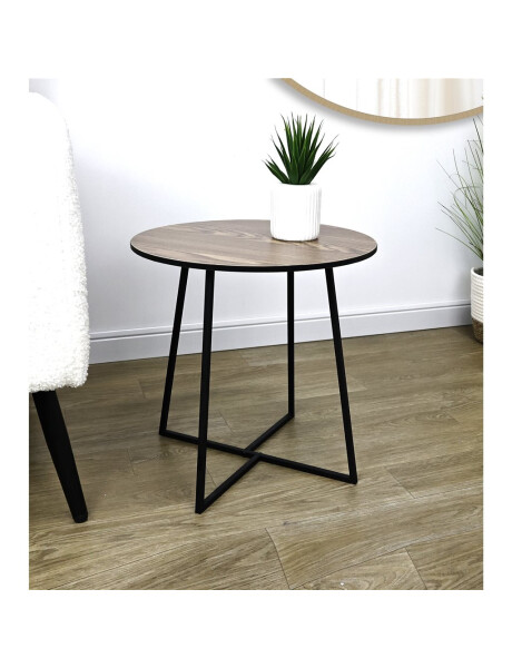 MESA AUXILIAR REDONDA 40X40X40CM MADERA Y METAL MESA AUXILIAR REDONDA 40X40X40CM MADERA Y METAL