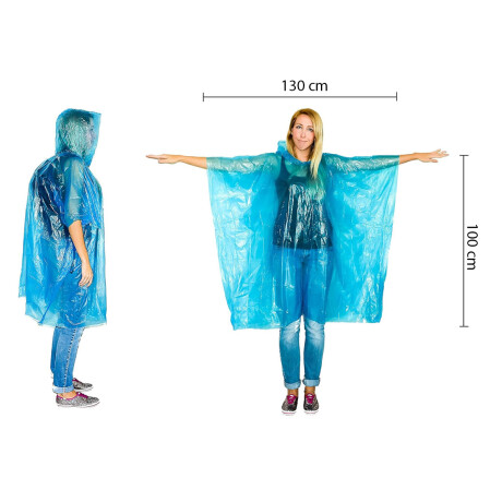 Capa Poncho Pilot con Capucha para Lluvia Impermeable Azul