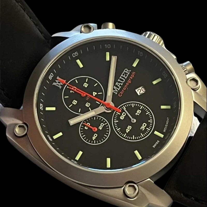 Reloj Mauer Sandblasted Silver 44 mm Obsidian