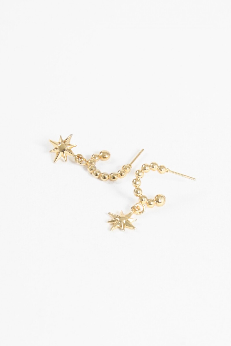 Aros acero dije estrella dorado