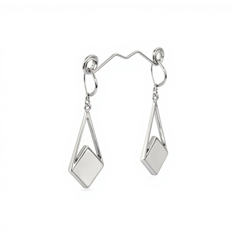 Caravanas trapezoides - Plata 925 - Nacar - CA4170 conpiedra