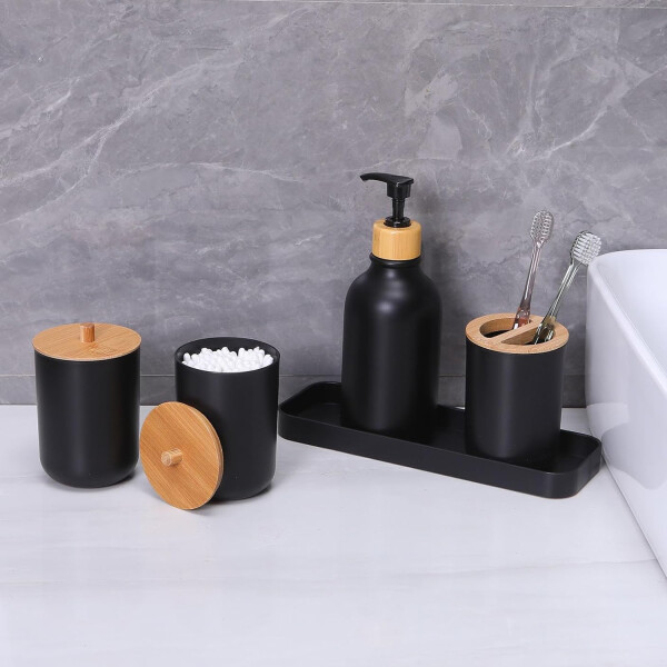 Set De Baño Accesorios Juego De 7 Piezas Dispenser Jabonera IMBACK Color Negro Set De Baño Accesorios Juego De 7 Piezas Dispenser Jabonera IMBACK Color Negro