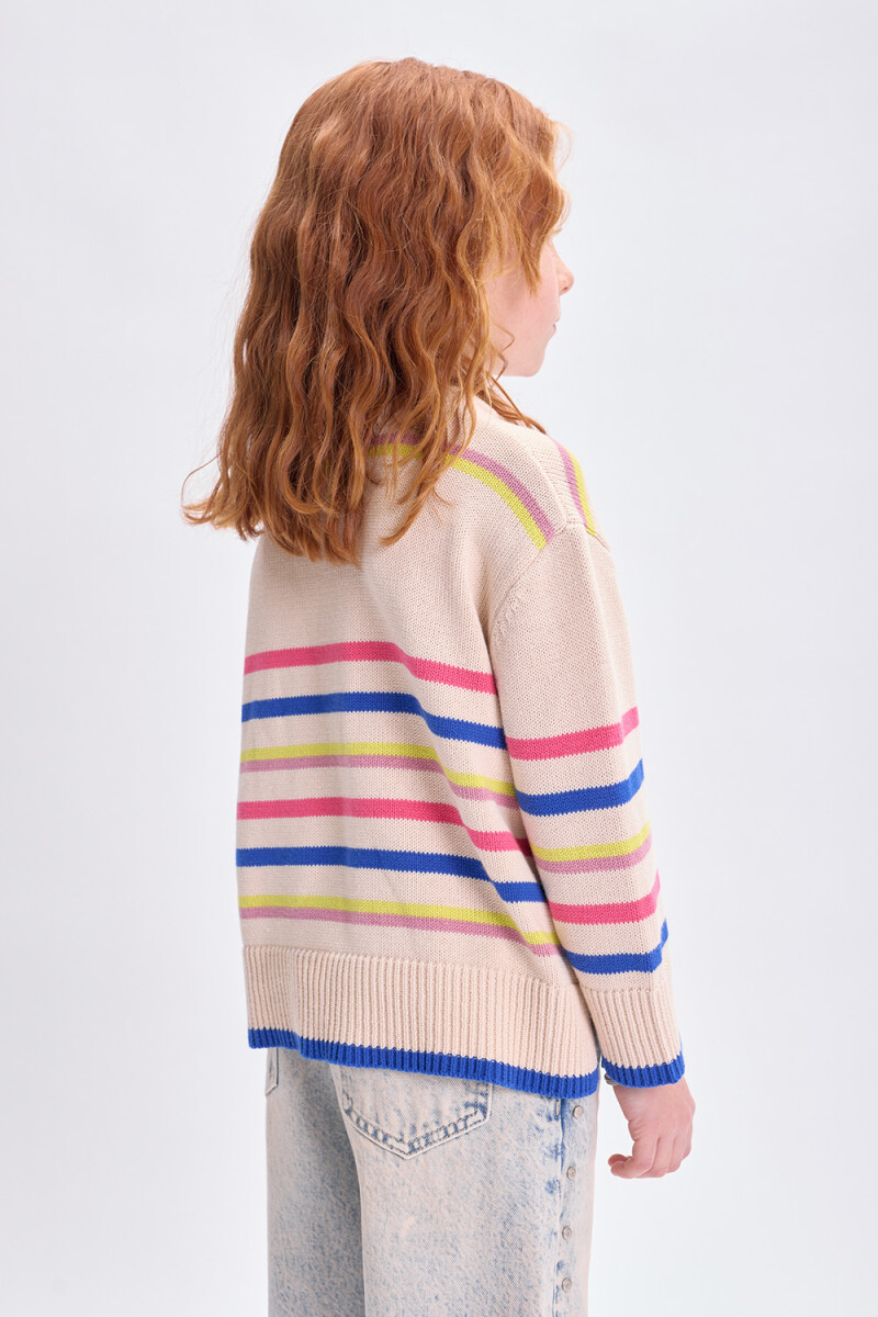 Buzo punto rayado Beige