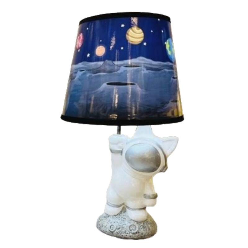 Lámpara Cerámica Con Pantalla Astronauta 36 X 20 Cm Color Plateado