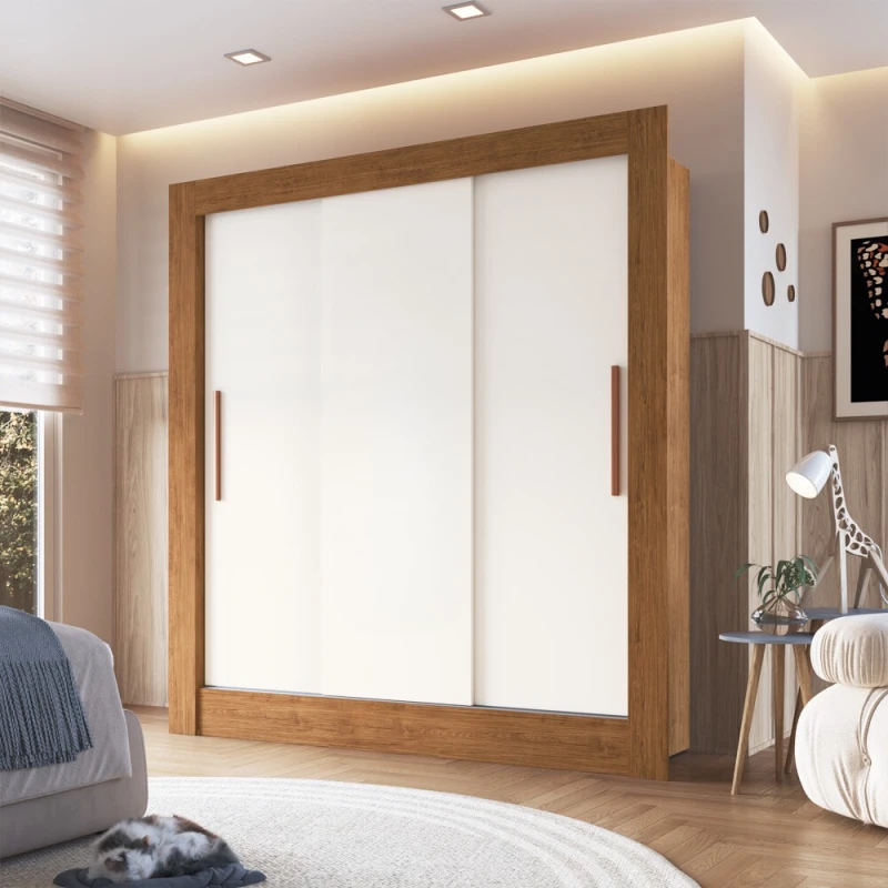 Placard Ropero 3 Puertas Corredizas Dormitorio Marrón