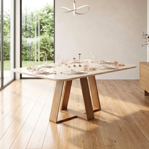 Mesa de Comedor 160 Beige - Linea Celeste Milán Mesa de Comedor 160 Beige - Linea Celeste Milán
