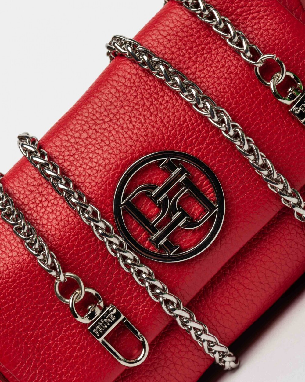 Mini Bag Bloom En Cuero Graneado Rojo