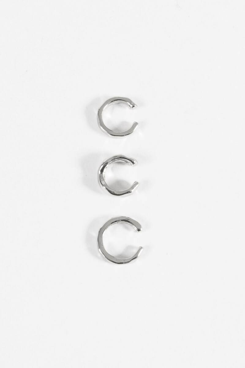 Set de tres earcuff texture plateado