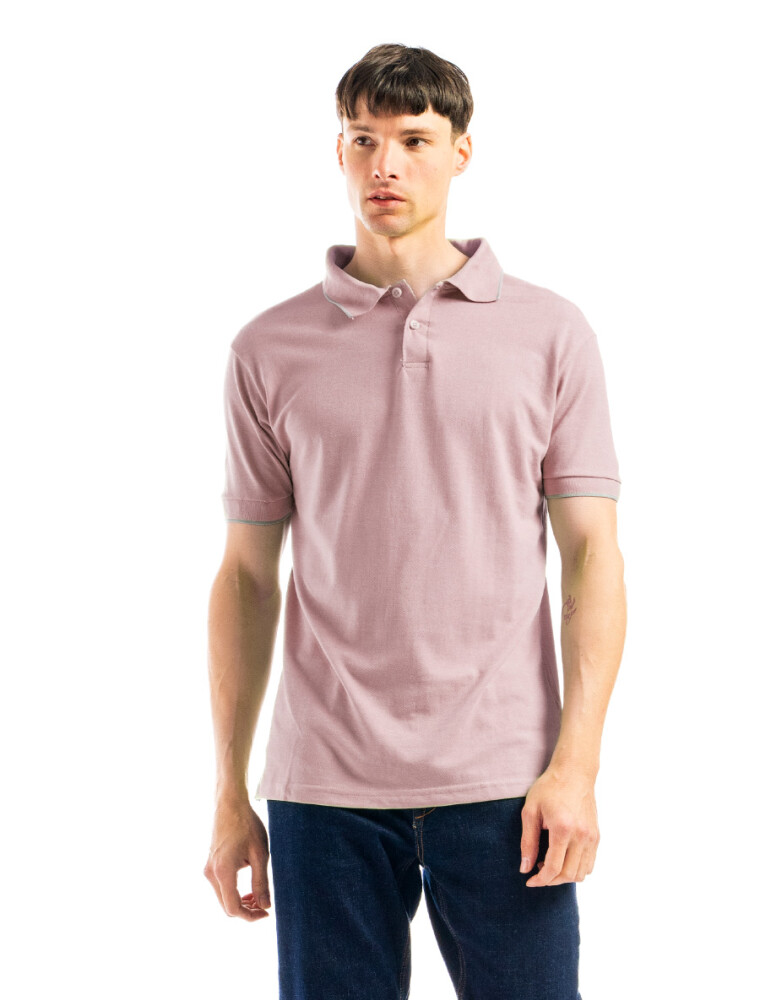Remera Polo Algodón Lila con Detalle en Gris