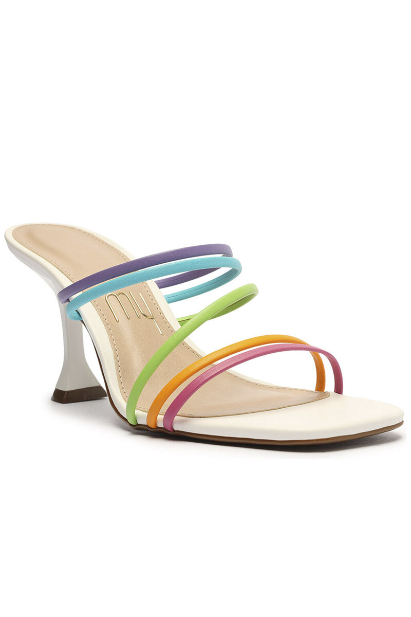 SANDALIA TACO ALTO FINO ROMANO MULTICOLOR BLANCO 