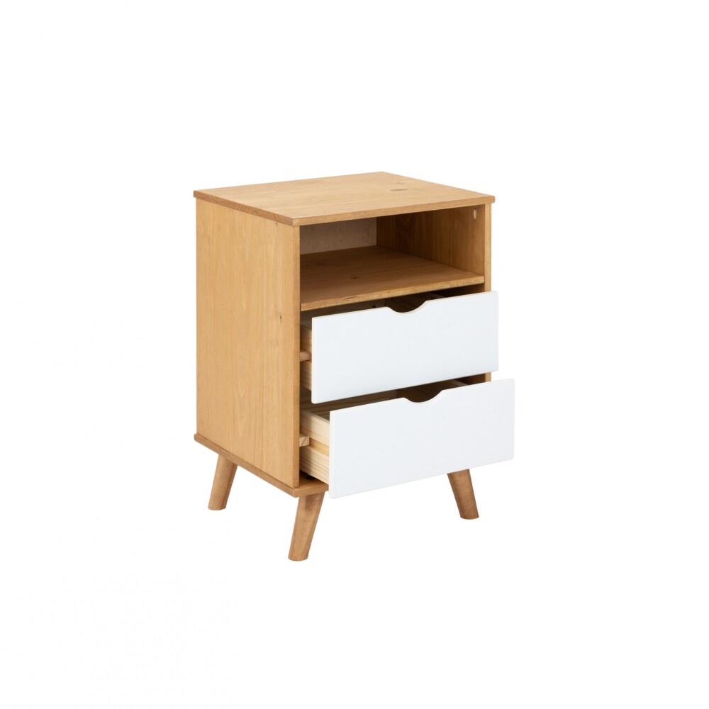 Mesa De Luz 2 Cajones Nicho - Linea Dublin - Blanco Blanco