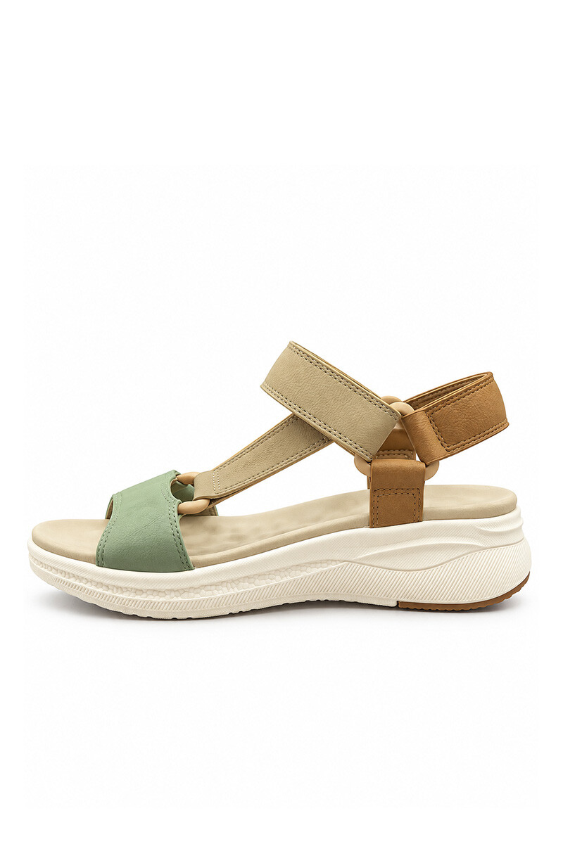Sandalia con velcro Aurora Beige