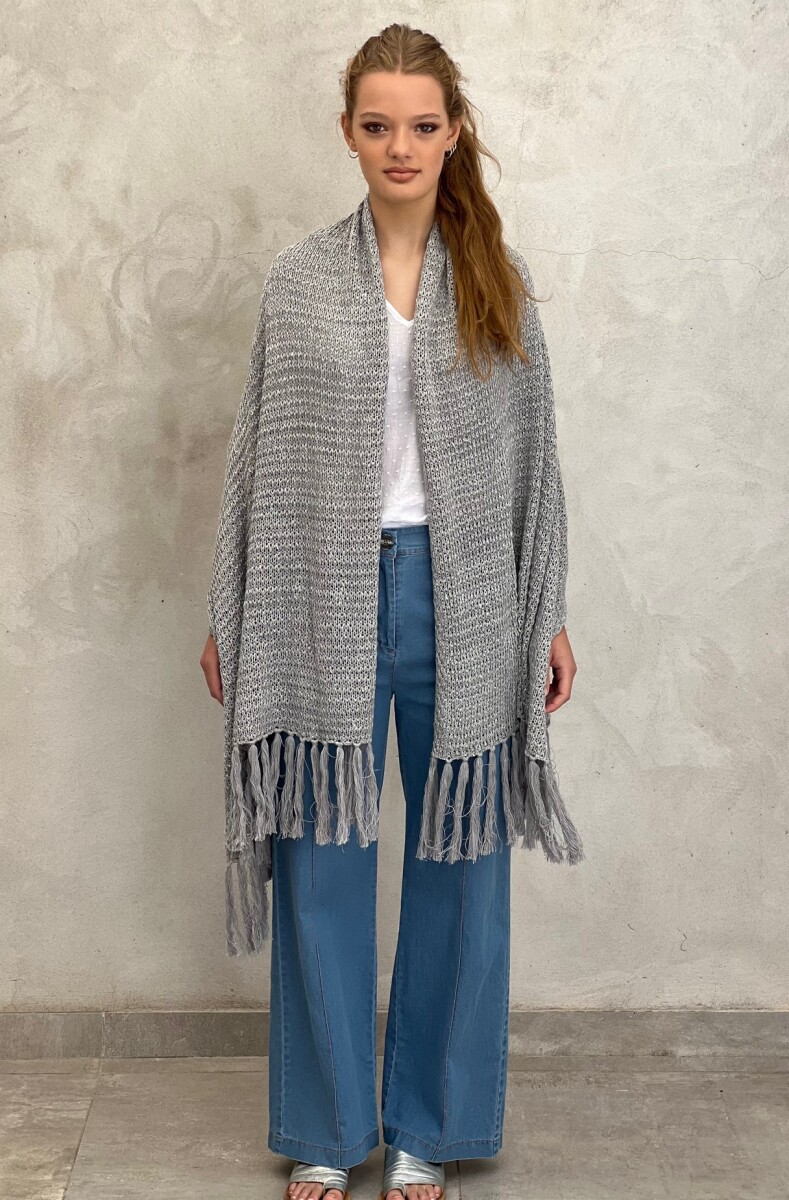 PASHMINA DALIA CON LUREX - GRIS Y PLATEADO 