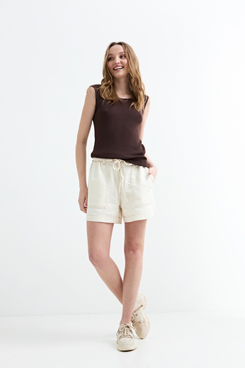 Top tejido escote geometrico CHOCOLATE