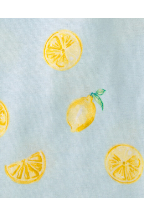 Pijama cuatro piezas de algodón, diseño limones. Talles 6-10 Sin color
