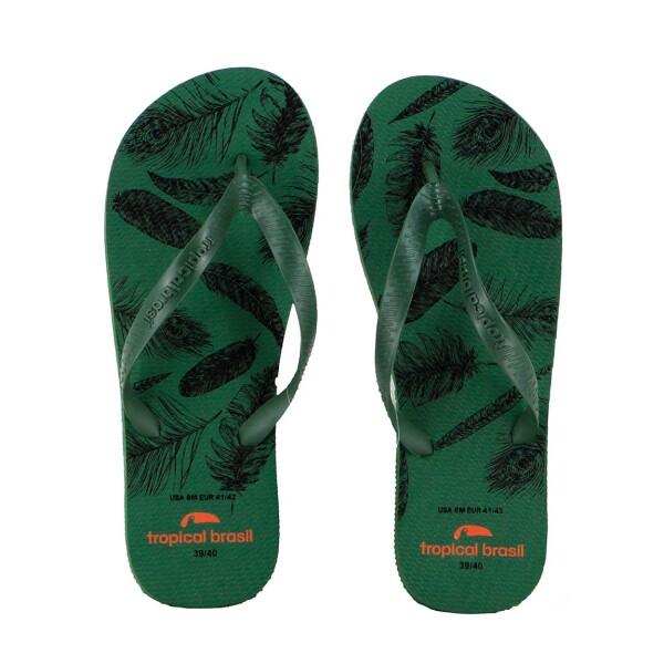 Chanclas Tropical Brasil Ojota Estampado De Unisex - Verde Militar Verde Militar