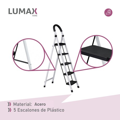 Escalera Tijera 5 Escalones De plastico Negro/Blanco