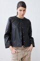 Chaqueta eco cuero calada negro