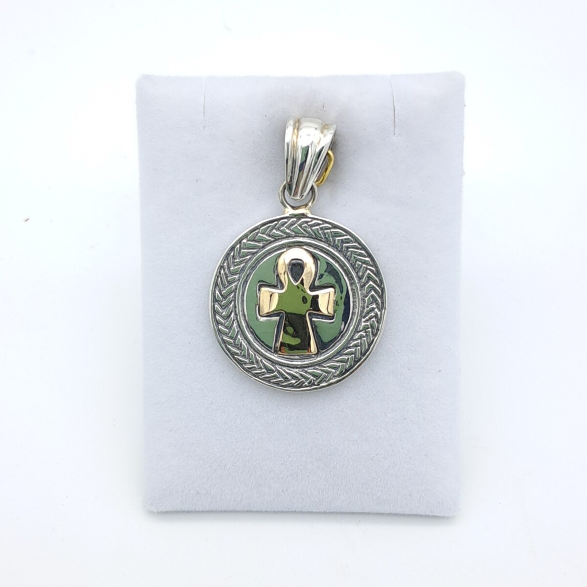 Colgante de plata 925, double en oro 18 ktes, CRUZ DE LA VIDA. 