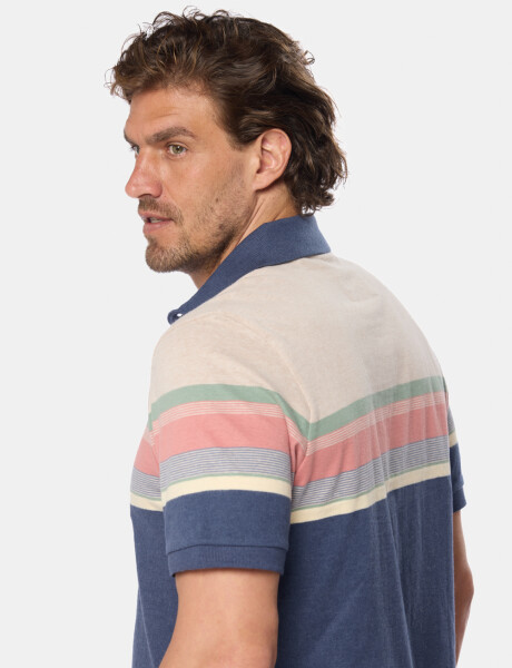 REMERA POLO RAYADA Azul