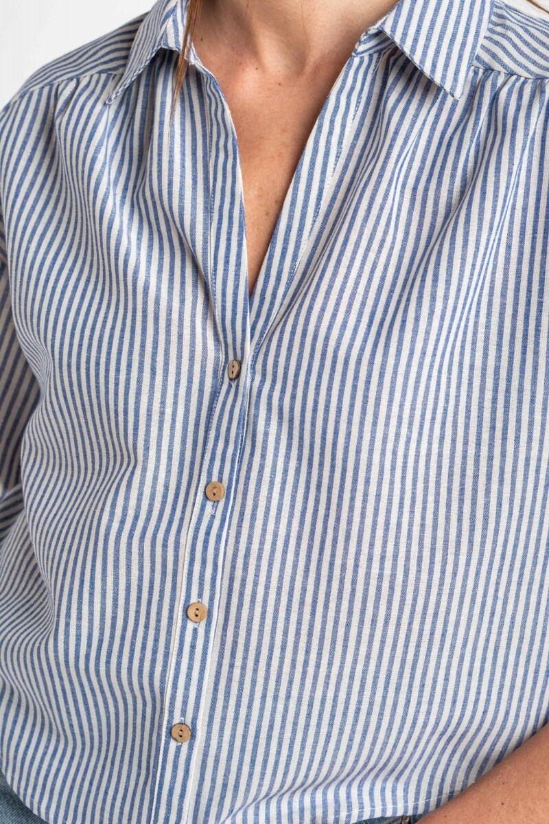 Camisa Rayada Azul